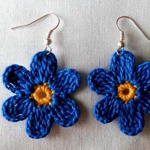 New Handmade Blue Boho Festival Flower Earrings
